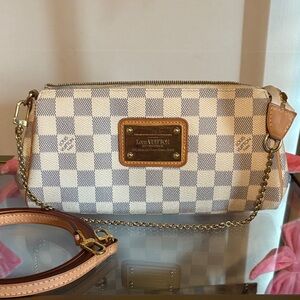 Louis Vuitton Damier Azur Purse with Gold Accents & LV crossbody strap